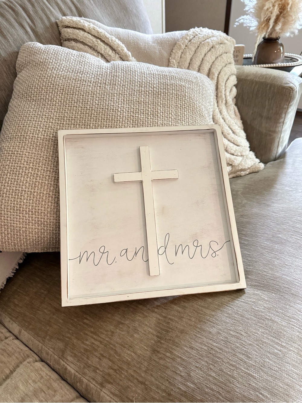 Mud Pie Cream Mr. and Mrs. Cross Wall Sign